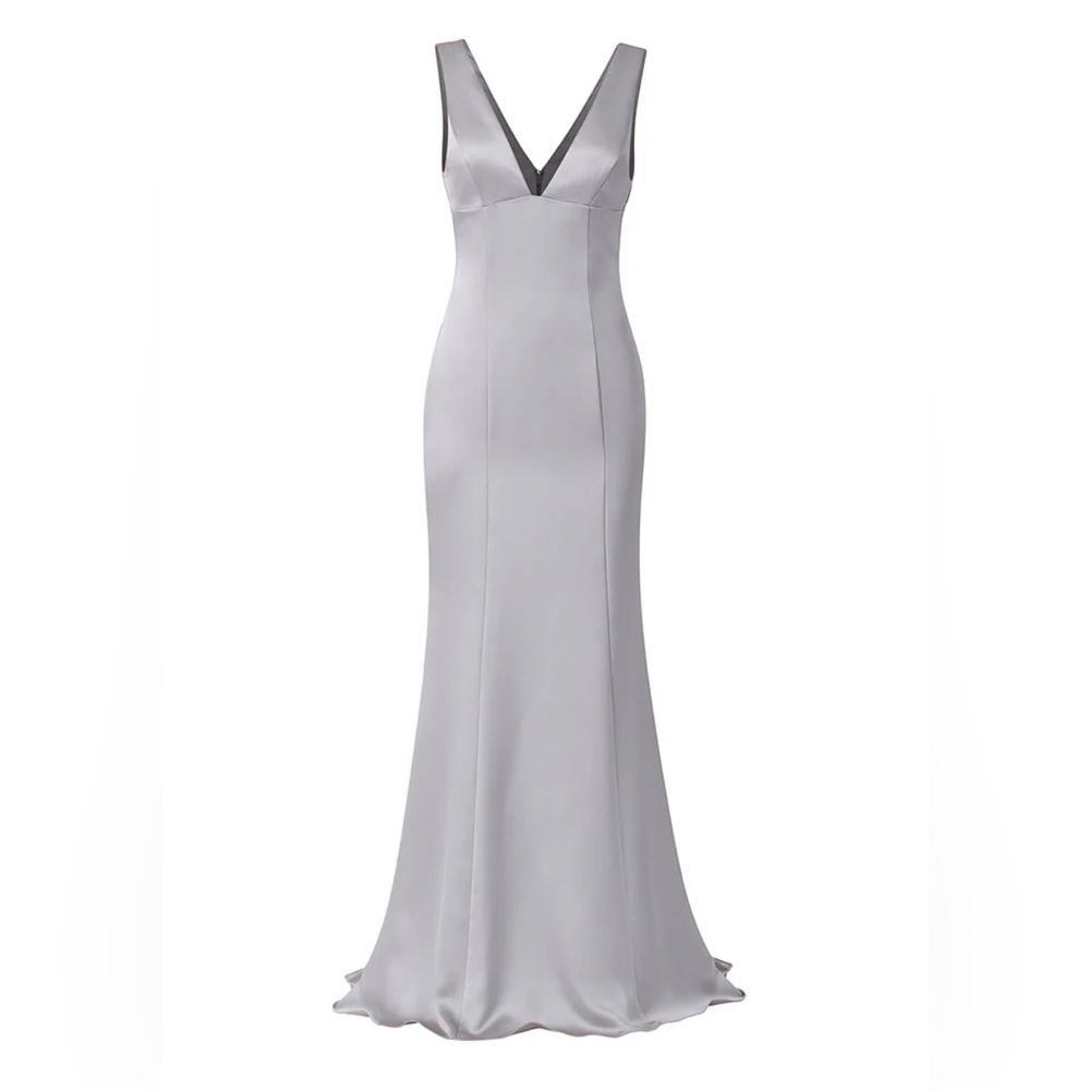 Amsale New York Platinum Leif Maxi Gown Size 14
